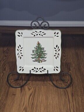 Spode White Christmas Tree Marked Tray Backstamp